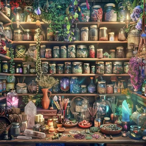 Potion Shop, Apothecary Decor, Witch Cottage, Witch Shop, Fantasy Items, Gem Crafts, Witchy Aesthetic, Witchy Wallpaper, Magic Aesthetic