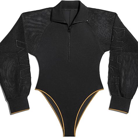 Black And Gold Mesh Bodysuit By Ivy Park X Adidas Ivy Park Outfit, Ivy Park Clothing, Adidas Ivy Park, Park Outfit, Bodysuit Blouse, Striped Bodysuit, Ivy Park, Mesh Bodysuit, Mesh Sleeves