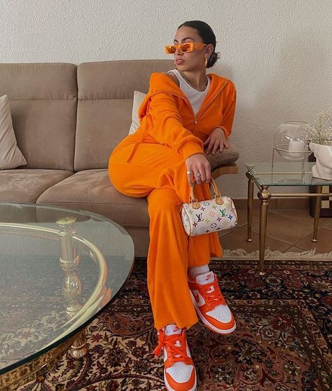 @cactuia Orange Fits, Tracksuit Outfit, Orange Outfit, Streetwear Fashion Women, Mode Hijab, Mode Streetwear, Mode Vintage, Fashion Killa, Mode Outfits