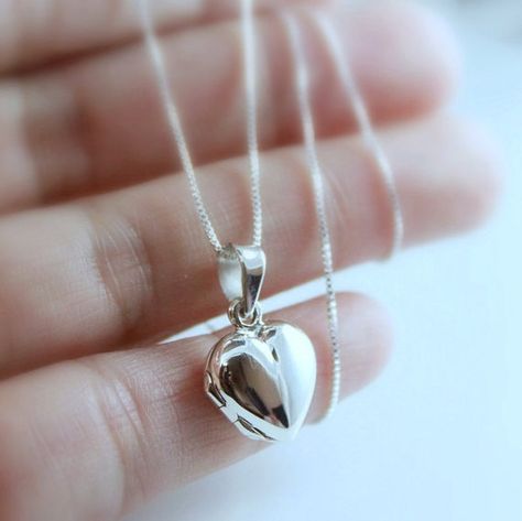 Heart Locket Necklace Silver, Silver Heart Locket, Silver Feather Necklace, Sterling Silver Locket Necklace, Silver Locket Necklace, Photo Locket Necklace, Sterling Silver Locket, Silver Locket, Heart Locket Necklace