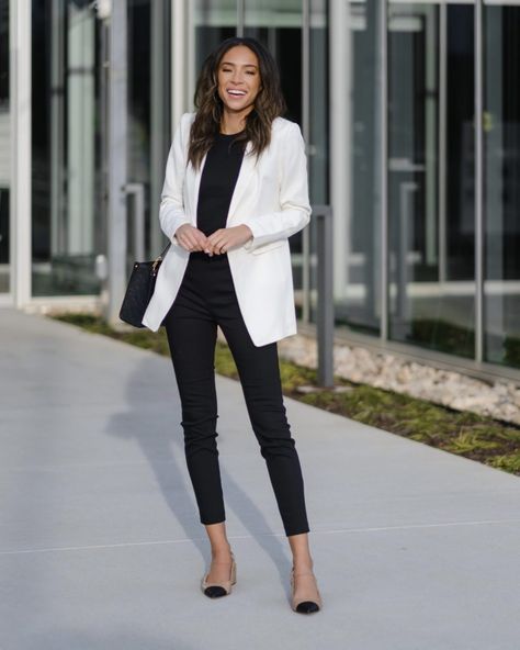 Most Loved Items in April - Nena Evans White Blazer Outfit Work, White Blazer Work, White Blazer Outfit, Classy Work Attire, White Blazer Outfits, Modern Blazer, Business Outfits Women, Office Fashion Women, Womens Fashion Inspiration