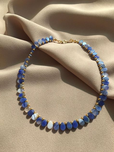 Diy Stone Necklace, Drop Beads Necklace, Natural Stone Necklace Gemstone, Beaded Agate Necklace, خواتم خطوبة, Beads Design, Choker Gold, Natural Stone Necklace, Beaded Necklace Designs