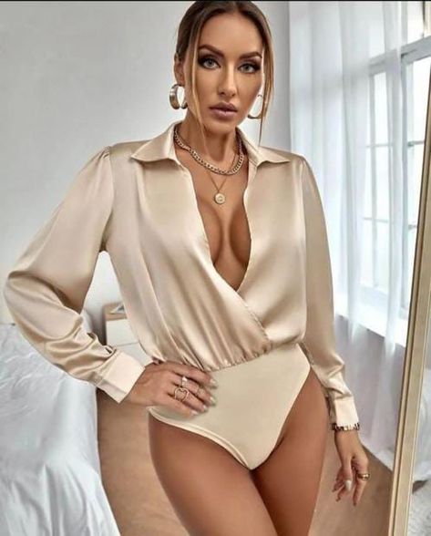 Long Sleeve Bodysuit Outfit, Elegant Bodysuit, Body Blouse, Satin Bodysuit, Silk Bodysuit, Elegant Lingerie, Bodysuit Tops, Maxi Jumpsuit, Body Suit Outfits