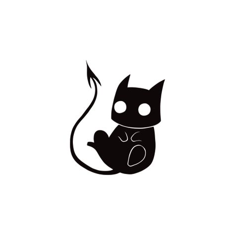 Black Shape Tattoo, Devil Cat Tattoo, Dregs Tattoo, Black Work Tattoos, Black Cat Drawing, Anime Karakterek, Small Skull, Tattoo Flash Art, 문신 디자인