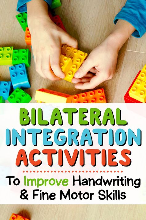 Learn what you, as a parent, need to know about bilateral integration and how it can affect your child’s ability to write, read, and even pay attention in school. And, get over 13 easy bilateral coordination activities for your child. Bilateral Integration Activities, Bilateral Activities, Bilateral Coordination Activities, Parenting Tips For Toddlers, Coordination Activities, Bilateral Coordination, Motor Planning, Fine Motor Activities For Kids, Improve Handwriting