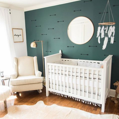 Paper Riot Co. || Oodles of ways to use Arrow Wall Decals in your home decor! Temporary wallpaper is so easy! In the kitchen, bedroom, even the bathroom and baby's nursery. Emerald Decor, Nursery Layout, Children's Bedding, Arrow Wall Decal, Nursery Accent Wall, Green Accent Walls, Boy Rooms, Kitchen Wall Decals, Baby Boy Bedroom