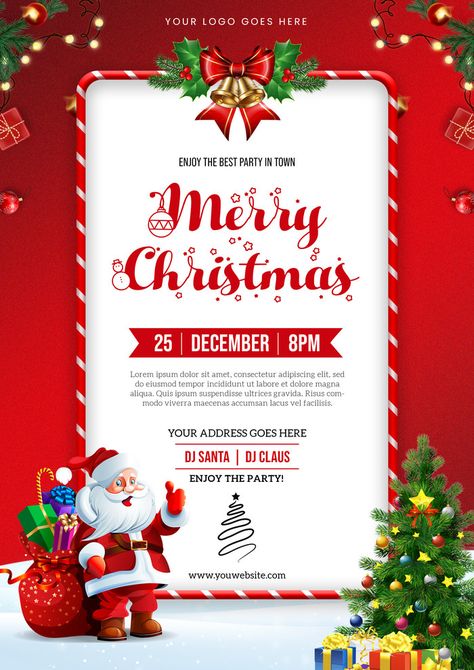 Christmas Poster Design, Christmas Advertising, Merry Christmas Poster, Christmas Template, Christmas Graphic Design, Party Template, Creative Advertising Design, Merry Christmas Banner, Abstract Iphone Wallpaper