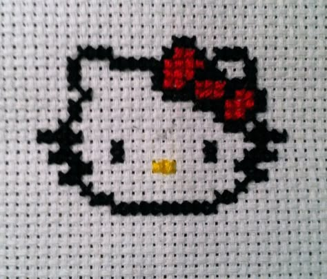 Cross Stitch Patterns Hello Kitty, Embroidery Hello Kitty, Coquette Cross Stitch, Hello Kitty Cross Stitch Patterns, Sanrio Cross Stitch, Cross Stitch Hello Kitty, Hello Kitty Cross Stitch, Kitty Cross Stitch, Hello Kitty Embroidery