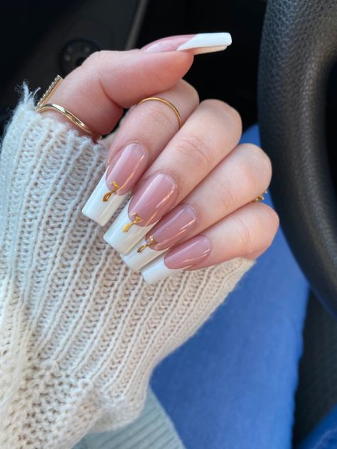 111 Angel Number Nails, Deep French Tip Nails Square, Nail Ideas Long Square, Nails 777, 777 Nails, Deep French Tip Nails, 777 Number, Angel Number Nails, Tips Nail Ideas