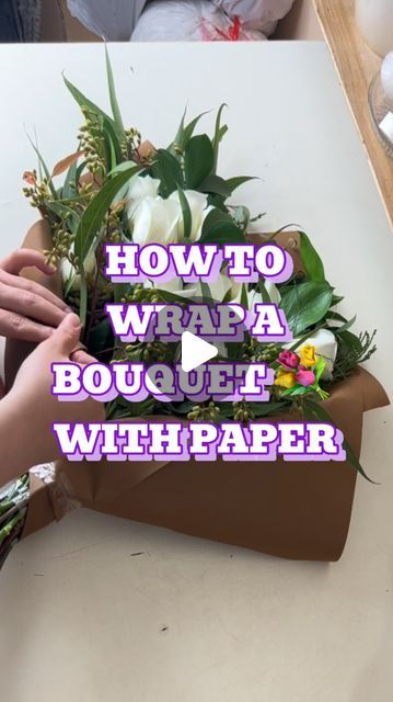 Tognoli Florist | Flower Delivery in MD on Instagram: "How to wrap a bouquet with paper 💐
.
.
#howto #howtowrap #bouquet #bridesbouquet #flowers #florist #freshflowers #whitebouquet #boda #flores #floreria #waterproof #waterproofpaper" How To Make A Bouquet Of Flowers, How To Wrap A Bouquet In Paper, Bouquet With Paper, Bouquet Wrapping Tutorial, Wrap A Bouquet, Wrapped Flowers, Flower Bouquet Wrapping, Diy Bouquet Wrap, Yellow Bouquets