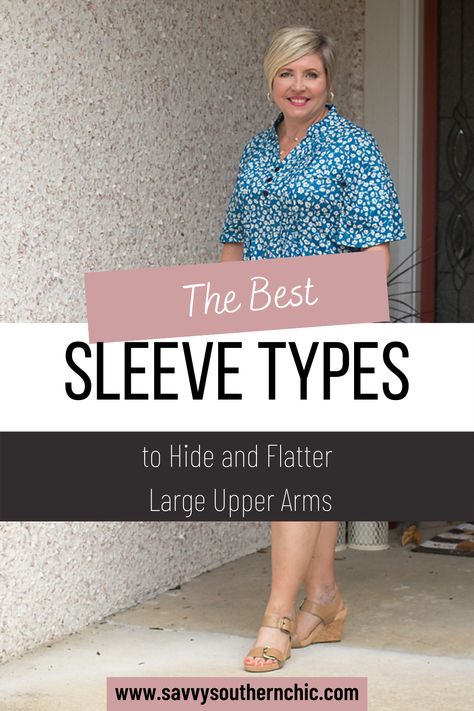 If your big arms, or maybe just flabby arms, have you stressing over wearing certain summer tops, relax a little and know that there are options out there. We are going to discuss the best sleeves for big arms in this article and look at some stylish summer tops that will allow you to cover that problem area and still look fabulous. You wil learn how to hide arm fat or draw attention away with these large upper body outfits. Sleeves For Big Arms, Average Woman, Big Arms, Flabby Arms, Professional Work Outfit, Body Fashion, Bigger Arms, Arm Fat, Short Neck