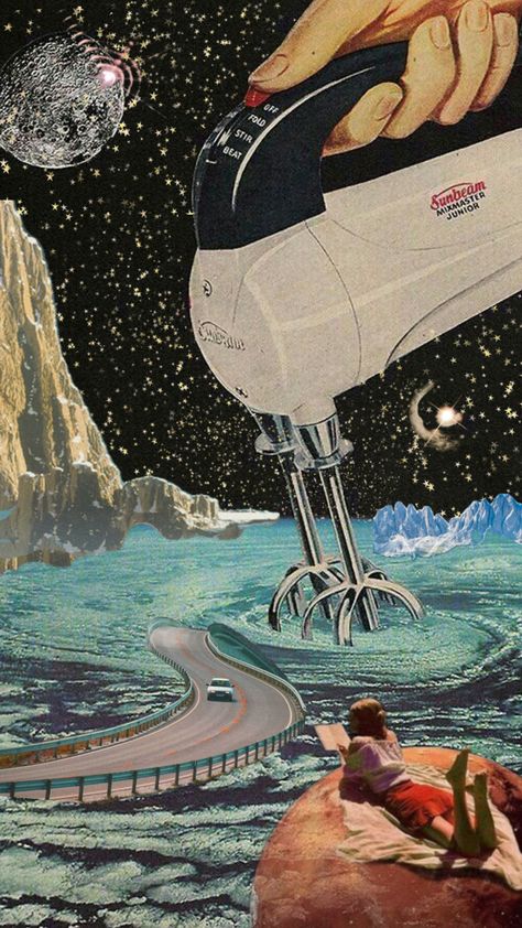 #art #retrosurrealism #space #retro Trippy Photos, Vintage Futurism, Dream Painting, Collage Art Projects, Futurism, Retro Futurism, Room Posters, Artsy Fartsy, Collage Art