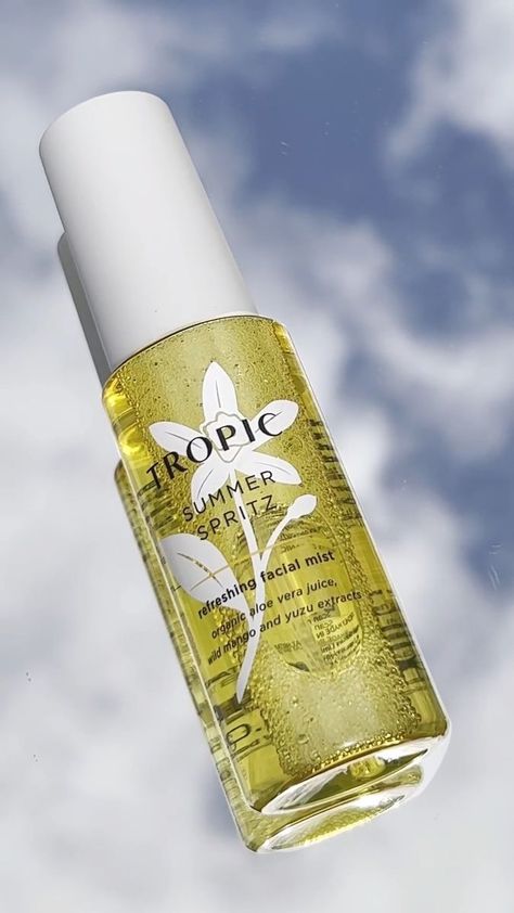 This is your reminder to stock up on our NEW Summer Spritz ASAP 🙌 Bursting with hydrating aloe vera juice and sun-soaked wild mango and yuzu, Summer... | By Tropic Skincare Tropical Skincare, Summer Spritz, Tropic Skincare, Skincare Packaging, Skincare Essentials, Aloe Vera Juice, Facial Mist, Skin Care Essentials, Aloe Vera