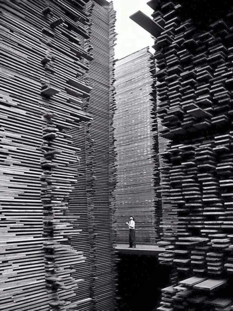 Photograph of a man standing inside the Seattle Cedar Lumber Manufacturing Company, 1939 A Man Standing, Cedar Lumber, Alfred Eisenstaedt, Man Standing, Foto Art, Photo Vintage, Black White Photos, Bw Photo, White Photo