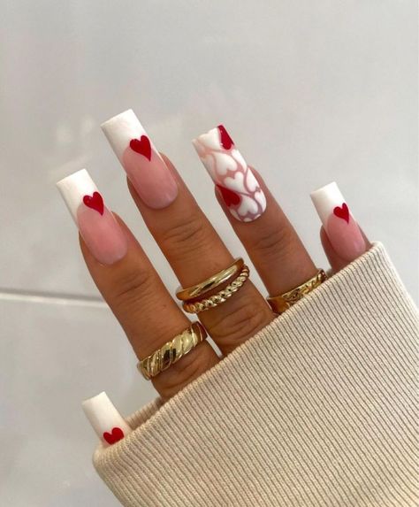 Unghie Sfumate, Heart Nail Designs, Classy Acrylic Nails, Long Square Acrylic Nails, Acrylic Nails Coffin Short, Acrylic Nails Coffin, Square Acrylic Nails, Heart Nails, Pretty Acrylic Nails