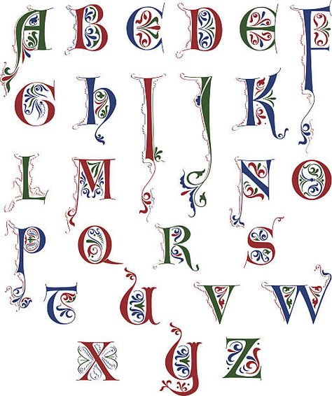 Illustrated Manuscript, Alfabet Letters, Alphabet A, Illumination Art, Creative Lettering, Calligraphy Alphabet, Lettering Styles, Alphabet Art, Illuminated Letters