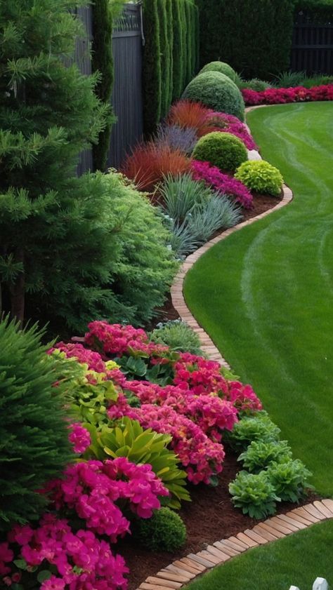 Landscape Ideas For Florida, Narrow Front Yard Landscaping Ideas, Front Yard Florida Landscaping Ideas, Front Of House Landscape Ideas Full Sun, Narrow Flower Bed Ideas, Border Gardens Along Fence, Full Sun Garden Ideas, Front Yard Landscaping Modern, Flower Bed Ideas In Front Of House