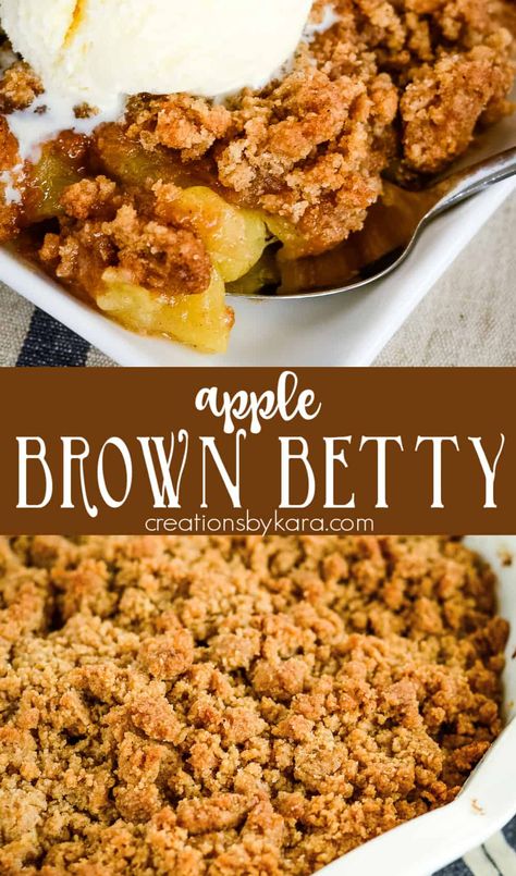 Brown Apple Betty Recipe, Apple Brown Betty Pioneer Woman, Baked Apples With Marshmallows, Apple Betty Recipe With Oats, Dessert With Raisins, Rome Apple Recipes, Apple Brown Betty Recipe Simple, Dessert Recipes With Apple Pie Filling, Apple Betty Recipe Simple