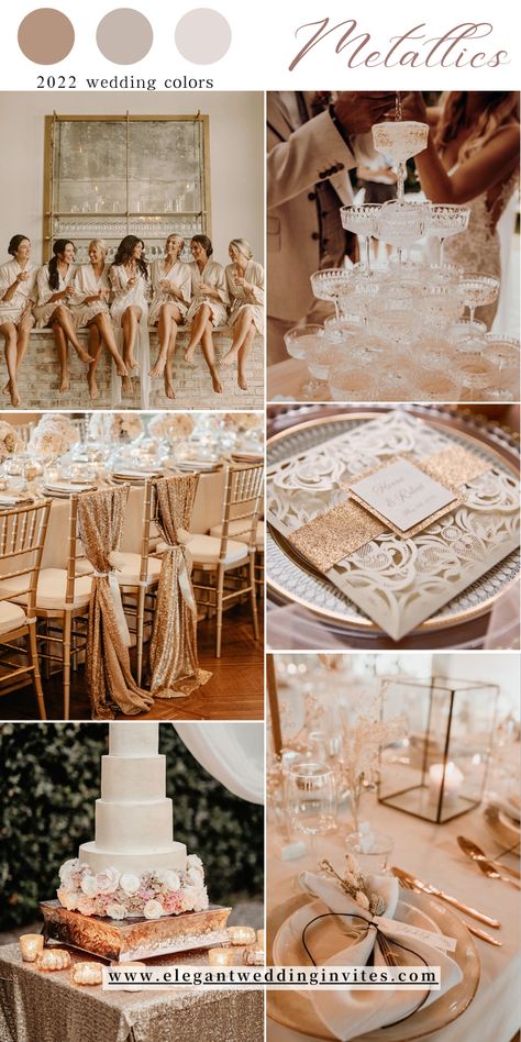 Gold Wedding Color Schemes, Wedding Color Schemes Gold, Beige Wedding Theme, Champagne Wedding Themes, Light Blue Wedding Invitations, Champagne Gold Wedding, Romantic Wedding Colors, Wedding Theme Color Schemes, Champagne Wedding Colors