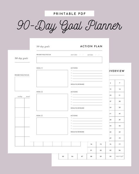 90-day Goal Planner Printable Planner Goal Action Plan - Etsy | Printable Planner by  Charles Booker 90 Day Goals, Goal Planner Template, Goal Template, Life Goal Planner, Day Planner Template, Goal Planner Printable, Goal Setting Template, Action Plan Template, Goals Template