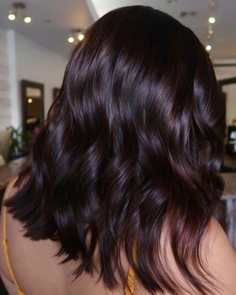 Shiny Cherry Chocolate Hair Color Mom Hair Color Ideas Dark, Dark Chocolate Cherry Brown Hair, Double Process Hair Color, Chocolate Cherry Hair Color, Hair Color Cherry Coke, Chocolate Cherry Hair, Cherry Coke Hair, Cherry Brown Hair, Cherry Cola Hair