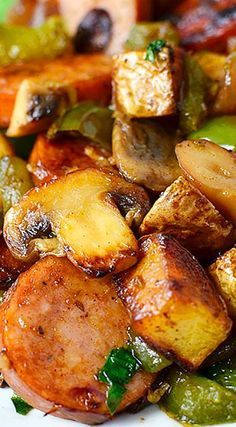 Recipes With Beef Sausage, Kielbasa And Mushroom Recipes, Sausage And Mushroom Recipes, Sausage Mushroom Recipes, British Sausage, Sausage And Mushrooms, Turkey Kielbasa, Egg Sausage, Mushroom Recipes Healthy