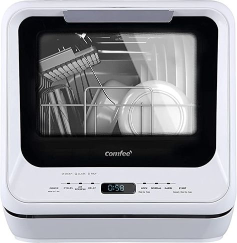 Amazon.com: COMFEE' Countertop Dishwasher, Portable Dishwasher with 5L Built-in Water Tank, No Hookup Needed, 6 Programs, 360° Dual Spray, 192℉ Steam& Air-Dry Function, Mini Dishwasher for Apartments& RVs, White : Everything Else Dish Drawer, Mini Dishwasher, Compact Dishwasher, Countertop Dishwasher, Dishwasher Pods, Portable Dishwasher, Best Dishwasher, Dishwasher Machine, Built In Dishwasher