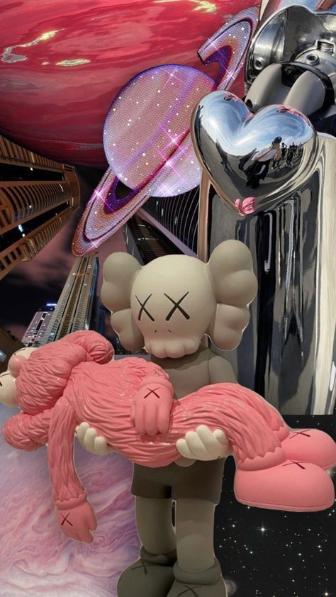 Kaw Wallpapers Pink, Pink Kaws Painting, Hot Pink Kaws Wallpaper, Kaws Iphone Wallpaper Pink, Kaws Pink Wallpaper, Ksubi Wallpaper, Kaw Wallpaper, Kaws Decor, Pink Kaws Wallpaper