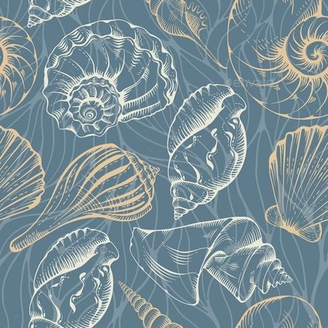 Shell Pattern Design, Sea Shell Wallpaper, Beachy Patterns, Shells Background, Coral Artwork, Sea Shell Pattern, Shell Graphic, Sea Life Wallpaper, Seashell Pattern