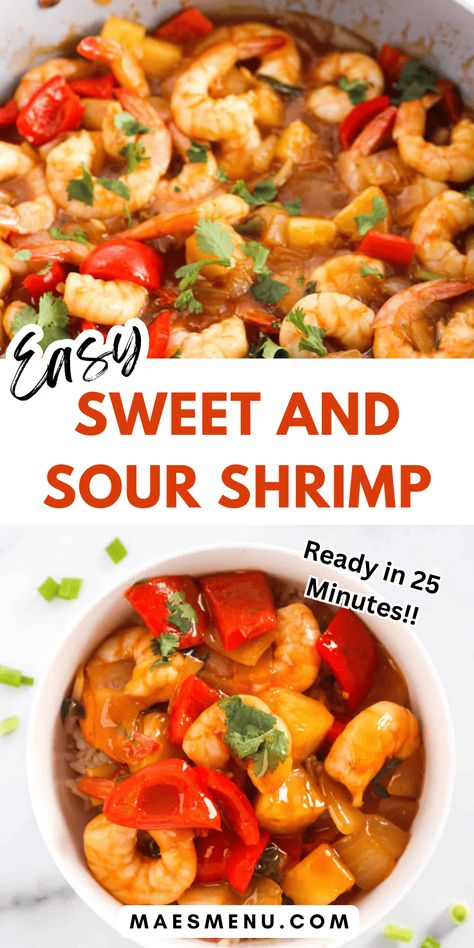 Dive into a delicious dinner with my Sweet and Sour Shrimp! Ready in under 25 minutes, this dish is perfect for summer dinners, offering a family-friendly and easy meal option. Bursting with tangy juicy pineapple, sweet peppers, and tender shrimp, it's a healthier take on takeout that everyone will love. No processed sugars, just pure flavor. Your go-to for a fast, healthy summer dinner! #summerdinnerideas Sweet And Sour Shrimp With Pineapple, Sweet Sour Shrimp, Sweet And Sour Shrimp Recipe, Sweet And Sour Shrimp, Spring Dinners, Healthy Summer Dinner, Spring Dinner, Healthy Summer Dinners, Sweet Peppers