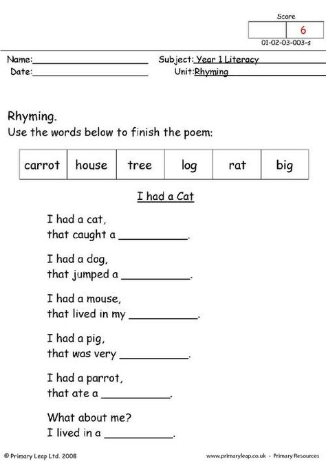 Literacy: Rhyming 3 | Worksheet | PrimaryLeap.co.uk Magic E Worksheet, Poem With Rhyming Words, E Worksheet, What Is A Noun, Rhyming Words Activities, Rhyming Words Worksheets, Rhyming Couplet, Poem Activities, Rhyming Worksheet