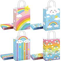 Rainbow Party Favors, Bags Colorful, Rainbow Party Decorations, Rainbow Theme Party, Birthday Goodie Bags, Rainbow Candy, Rainbow Birthday Party, Birthday Gift Bags, Baby Shower Supplies