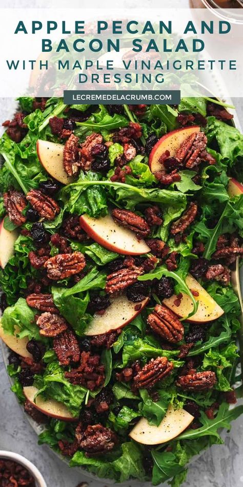 Maple Bacon Salad, Salad Recipes With Pecans, Berry Pecan Salad, Roasted Pecans For Salad, Toasted Pecans For Salad, Candied Pecan Salad Recipe, Crisp Salad Recipes, Crisp Apple Pecan Salad, Maple Bacon Vinaigrette Recipe