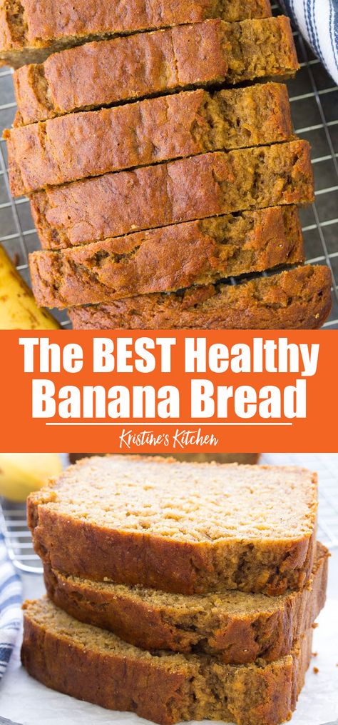 The Best Healthy Banana Bread Recipe! Moist, sweet and soft with rich banana flavor and a hint of cinnamon. This banana bread is easy to make in one bowl! You can add chocolate chips or nuts to this simple recipe. #banana #bananabread #bananarecipes #breadrecipes #healthyrecipes Best Healthy Banana Bread Recipe, Best Healthy Banana Bread, Bread Recipe Healthy, Healthy Banana Bread Recipe, Banana Bread Recipe Healthy, Banana Bread Recipe Moist, Healthy Bread Recipes, Recipe Banana, Moist Banana Bread