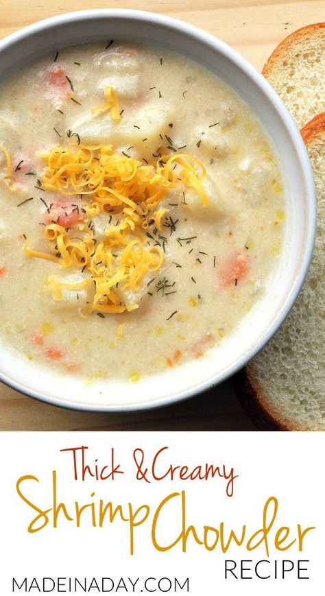 Shrimp Chowder Recipe, Potato Shrimp, Soup With Shrimp, Shrimp Chowder, Chowder Recipes Seafood, Recipe Shrimp, Creamy Shrimp, Shrimp Soup, Soup Appetizers