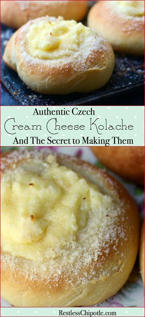 Easy & authentic! This cream cheese kolache recipe has the secret for perfect homemade kolaches every time. From RestlessChipotle.com via @Marye at Restless Chipotle Cheese Kolache Recipe, Homemade Kolaches, Cream Cheese Kolache Recipe, Kolache Recipe, Restless Chipotle, Slovak Recipes, Sweet Dough, Czech Recipes, Köstliche Desserts