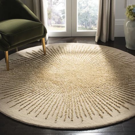 Ivy Bronx Bayswater Hand-Tufted Wool Beige/Gold Area Rug & Reviews | Wayfair Circle Area Rugs, Circular Rugs, Gold Rug, Beige Area Rug, Round Area Rugs, Round Rug, Beige Rug, Beige Area Rugs, Round Rugs