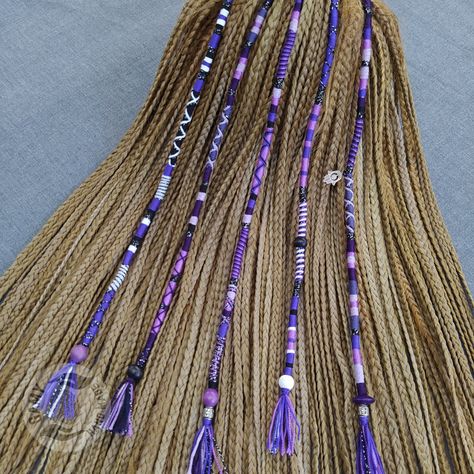 Hair Wrap Color Combinations, Removable Hair Wrap, Wrap Braids, Hair Wrap Extensions, Braids Purple, Thread Hair Wraps, Purple Dreads, Boho Hair Wrap, Dreadlocks Braids