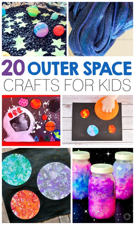 20 Outer Space Crafts For Kids #space #esl #crafts // Manualidades sobre el espacio para niños/as Outer Space Crafts For Kids, Outer Space Crafts, Space Activities For Kids, Space Preschool, Space Crafts For Kids, Space Party Decorations, Space Project, Outer Space Party, Outer Space Birthday