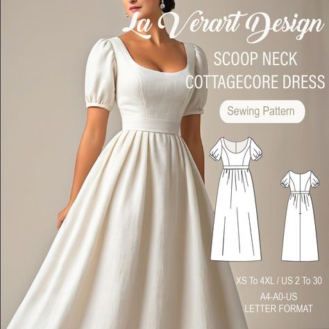 Step into a world of timeless elegance with our versatile sewing pattern, perfect for creating your dream dress. Whether you're inspired by the whimsical charm of Cottagecore, the regality of Regency fashion, or the opulence of the Victorian era, this pattern allows you to bring these styles to life. Designed for those who adore Bridgerton-inspired gowns, fairy-tale dresses, and authentic period costumes, this pattern is ideal for making a stunning ball gown or a captivating fairy dress. Crafted Edwardian Dress Pattern Free, Bridgerton Dress Pattern Free, Diy Victorian Dress, Elegant Dress Patterns, Cottage Dress Pattern, Pattern Dress Sewing Tutorials, Fall Sewing Projects Clothes, Cottagecore Sewing Pattern, Ball Gown Sewing Pattern