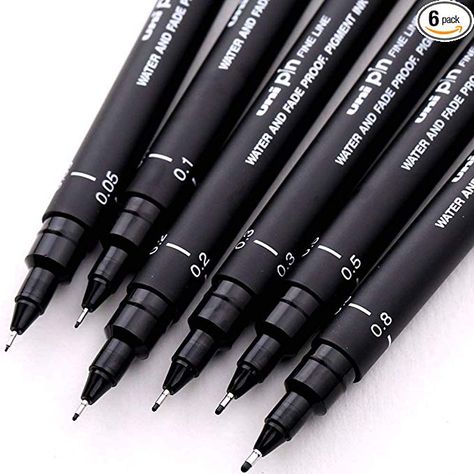 Amazon.com : Uni Pin Drawing Pens/6 Assorted Tip Sizes, Uni Pin Technical Fineliner Pens, Pack of 6 Assorted Tip Sizes, Black Ink : Artists Pens : Office Products Uniball Pen, Pin Drawing, Stylo Art, Drawing Pens, Fineliner Pens, Artist Pens, Drawing Pen, Drawing Supplies, Art Pens