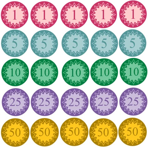 Help yourself to this free printable coin template for kids.  Bright colors means lots of fun and excitement for kids of all ages.  These pl... Coin Template Free Printable, Cute Money Printable, Play Money Printable Free, Coins Printable, Coin Template, Fake Money Printable, Play Money Template, Printable Play Money, Money For Kids