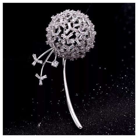 Made With Swarovski Crystals Wish Dandelion Brooch | eBay Dandelion Brooch, Wish Dandelion, Diamond Pendants Designs, Jewelry Floral, White Pearl Necklace, Diamond Pendants, Wedding Accessories Jewelry, Accessory Jewelry, Cz Jewelry