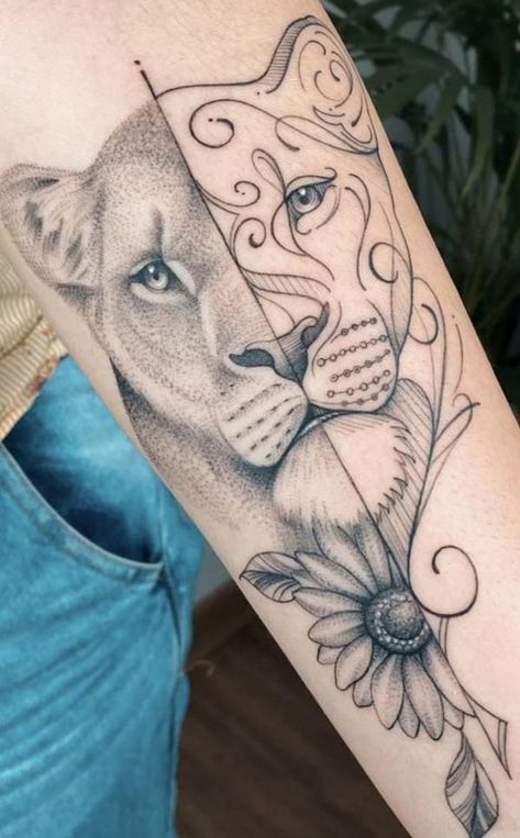 Lioness Tattoo Design, Female Lion Tattoo, Tattoo Designs With Meaning, Designs With Meaning, Meaning Art, Floral Back Tattoos, Lioness Tattoo, Lion Tattoo Sleeves, Family Tattoo Designs