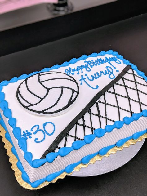 Volleyball Sheet Cake Ideas, Volleyball Sheet Cake, Haikyu Cake Ideas, Volleyball Themed Cake, Birthday Cake Volleyball, Volleyball Desserts, Volleyball Cake Ideas, Volleyball Birthday Party Ideas, Volleyball Birthday Cakes