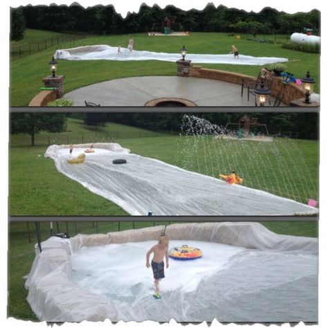 16 Brilliant Ideas to Create Your Own DIY Backyard Waterpark Diy Slip N Slide, Hay Bale Pool, Backyard Waterpark, Slip N Slide, Hay Bales, Water Games, Water Party, Diy Water, Yard Games