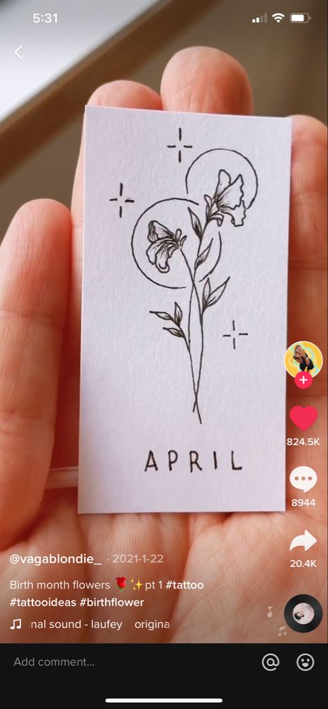 April Birth Month Tattoo, April Tattoo Ideas Birth Month, April Tattoo Ideas, April Flower Tattoo, April Flower, Anniversary Tattoo, Artsy Tattoos, April Birth Flower, April Flowers