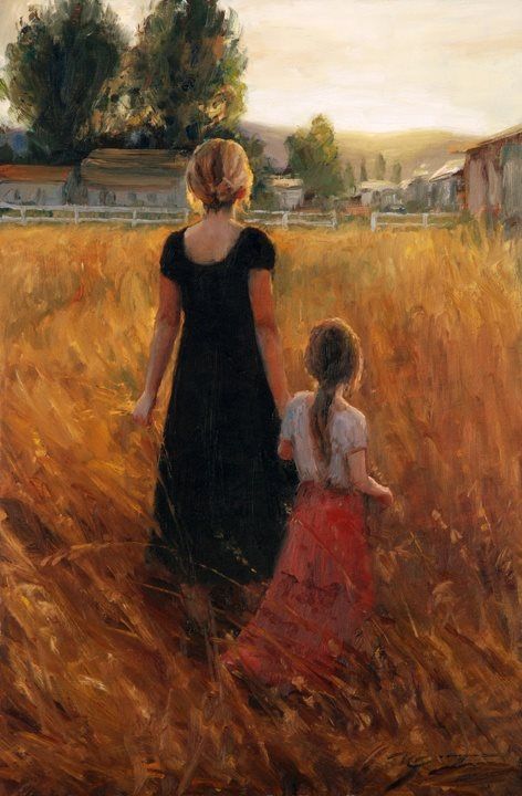 Trent Gudmundsen Beautiful Sketches, Wheat Field, Eclectic Art, Paintings I Love, Watercolor Inspiration, Art And Illustration, Mother And Child, Mothers Love, 그림 ��그리기