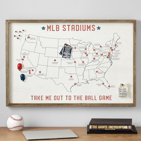 Baseball Living Room Decor, Vintage Baseball Themed Bedroom, Old School Baseball Nursery, Subtle Baseball Nursery, Baseball Gallery Wall, Boys Room Baseball Theme, Sports Themed Living Room, Sandlot Themed Bedroom, Baseball Office Decor