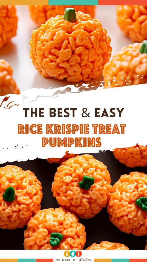 Create your own pumpkin patch with these easy Rice Krispie Treat Pumpkins! Perfect for fall gatherings, they're a fun, no-bake delight that everyone can enjoy. Made with marshmallows, Rice Krispies, and a splash of color, they're as tasty as they are cute. Ideal for Halloween and autumn celebrations. Pin this recipe now and add a touch of whimsy to your festive treats! Rice Crispy Pumpkin Treats, Rice Krispies Pumpkin Treats, Rice Krispies Pumpkins, Rice Krispie Pumpkins Treats, Rice Crispies Pumpkin Treats, Pumkin Rice Crispy Treats, Rice Crispy Pumpkins Krispie Treats, Rice Crispy Treat Pumpkins, Pumpkin Rice Crispies